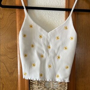 White Floral Embroidered Women's Top
